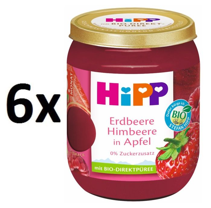 HiPP BIO Jablko, jahody a maliny 6 x 160 g